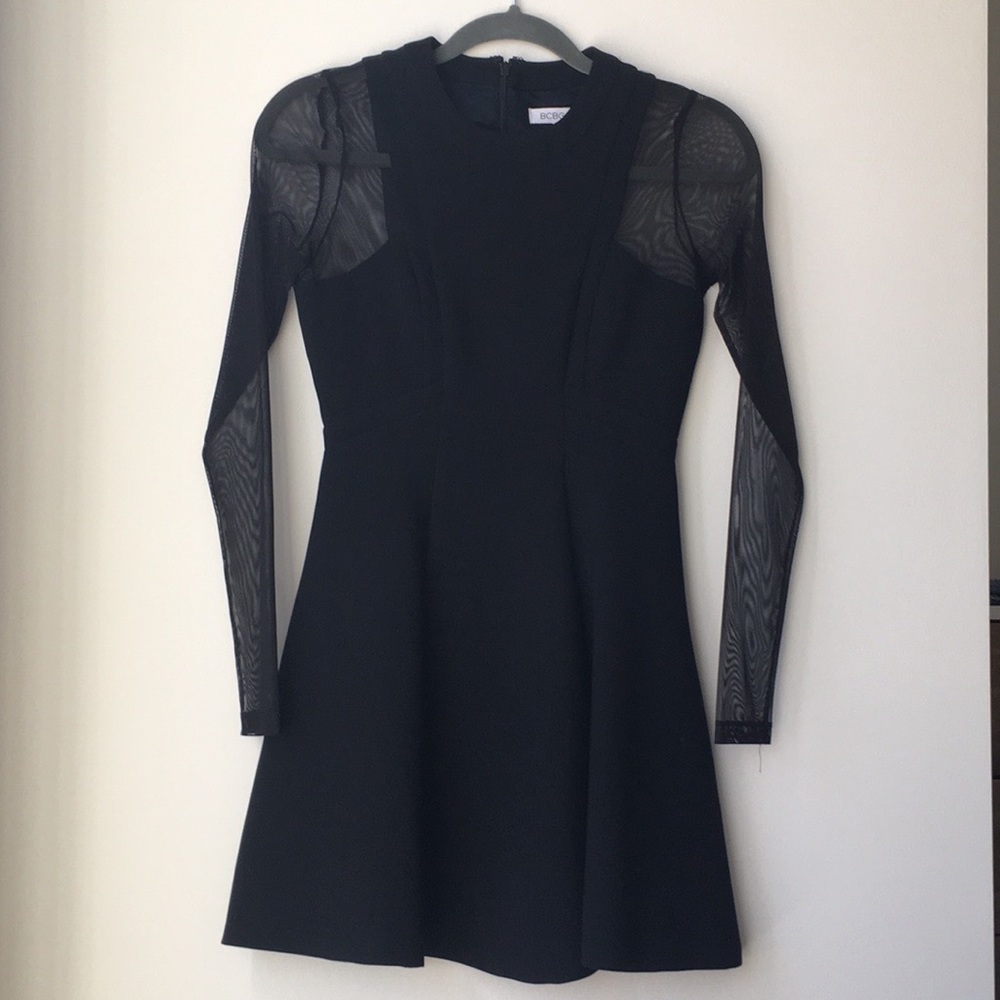 BCBG Mesh Long Sleeve Dress